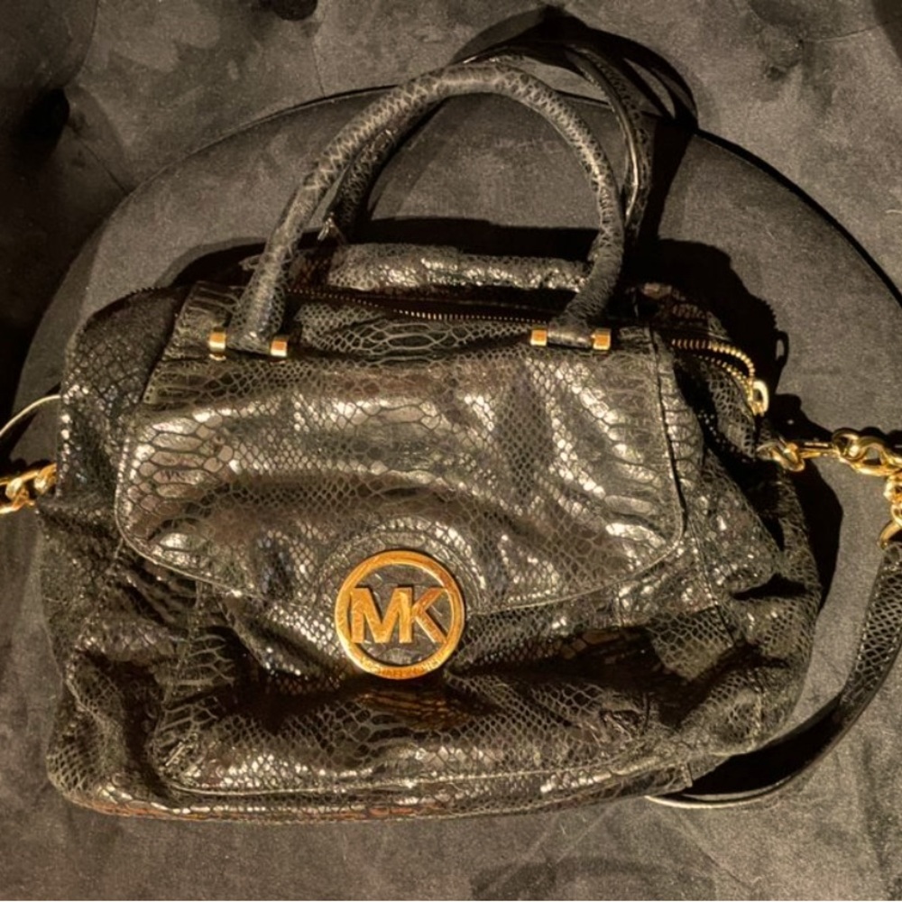 Michael Kors Black Embossed Python Bag - image 1